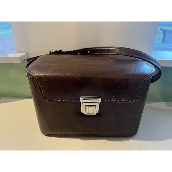 Vintage Leather Camera Case with Shoulder Strap - Made In USA